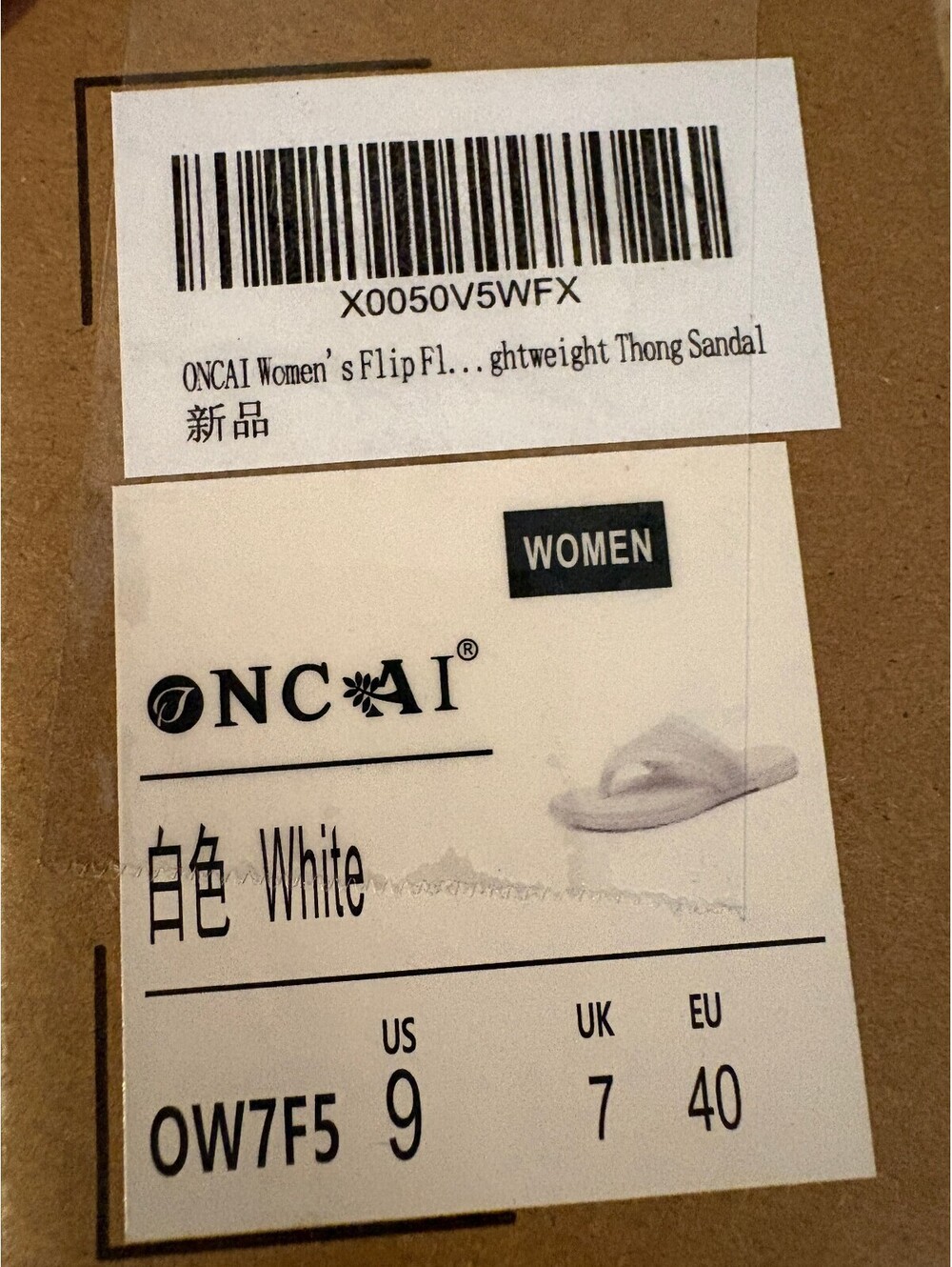 ONCAI Women's White Lightweight Thong Sandal Flip Flops Size 9 US - Picture 6 of 6